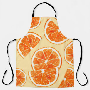 orange pattern fruit, diet food watercolor illustr apron