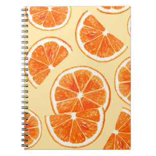 orange pattern fruit, diet food watercolor illustr notebook