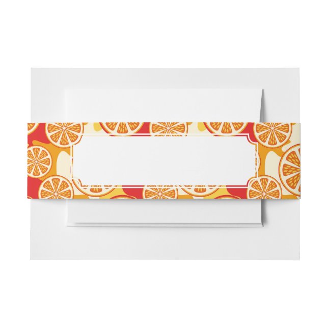 Orange pattern invitation belly band (Front Example)