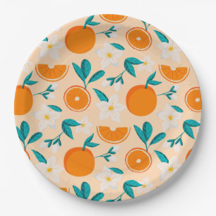 Orange Pattern napkin Fresh Citrus Design Paper Plate