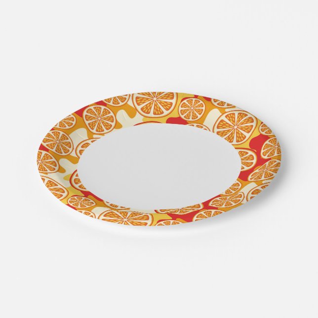 Orange pattern paper plate (Angled)