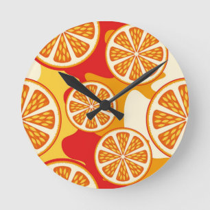 Orange pattern round clock