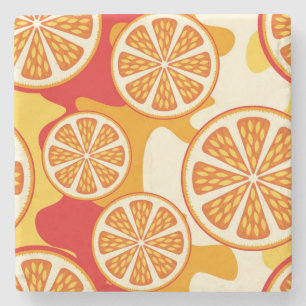 Orange pattern stone coaster