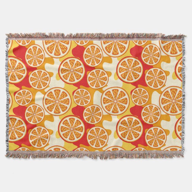 Orange pattern throw blanket (Front)