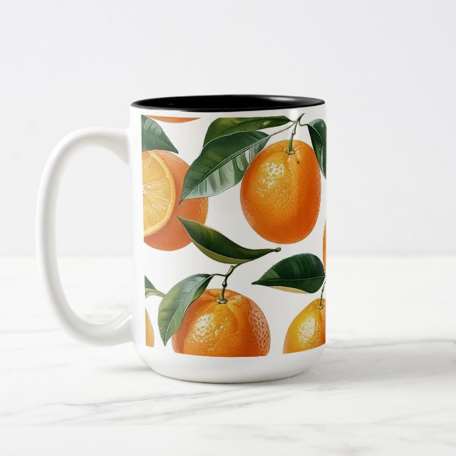Orange Pattern Two-Tone Coffee Mug (Left)