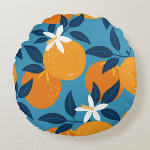 Orange pattern: vintage seamless texture round cushion