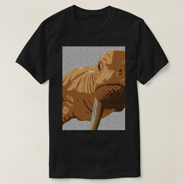 Orange pattern walrus design T-Shirt (Design Front)