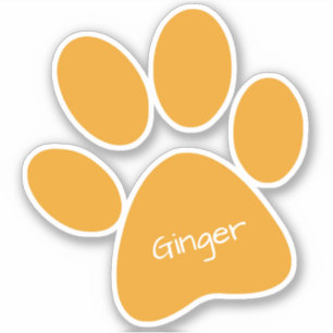 Orange Paw Print Custom-Cut Vinyl Sticker