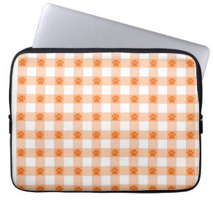 Orange Paw Print Pattern – Cute Pet Lover Design Laptop Sleeve