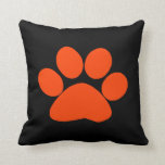 Orange Paw Print Pillow<br><div class="desc">Orange Paw Print Pillow **Choose a different background colour by clicking "CUSTOMIZE",  then "EDIT",  then "BACKGROUND"**</div>