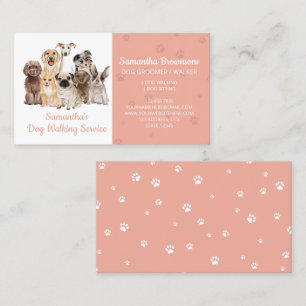 Orange Paws Watercolor Dogs Business Card