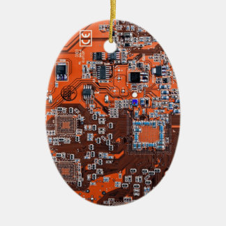 Orange PCB Circuit Board Design for IT Pros Ceramic Tree Decoration