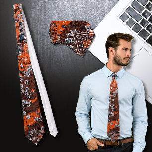 Orange PCB Circuit Board Design for IT Pros Tie