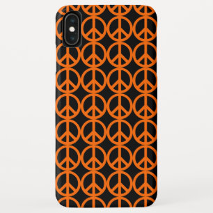 Orange Peace Sign Pattern iPhone XS Max Case
