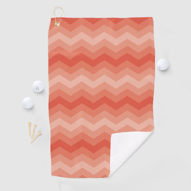 Orange Peach Chevron Golf Towel (InSitu)