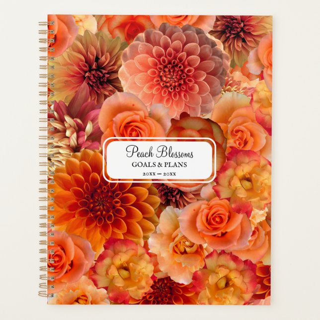Orange Peach Floral Collage Big Vibrant Energising Planner (Front)