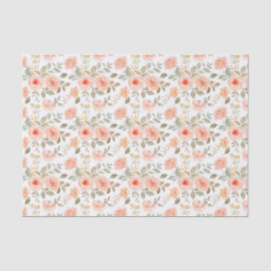 Orange Peach Floral  Tissue Paper