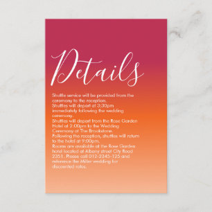 Orange Peach Maroon Sunset Modern Script Enclosure Card