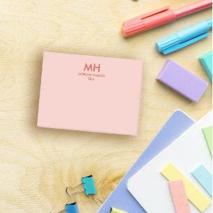 Orange Peach Minimal Clean Initials Post-it Notes