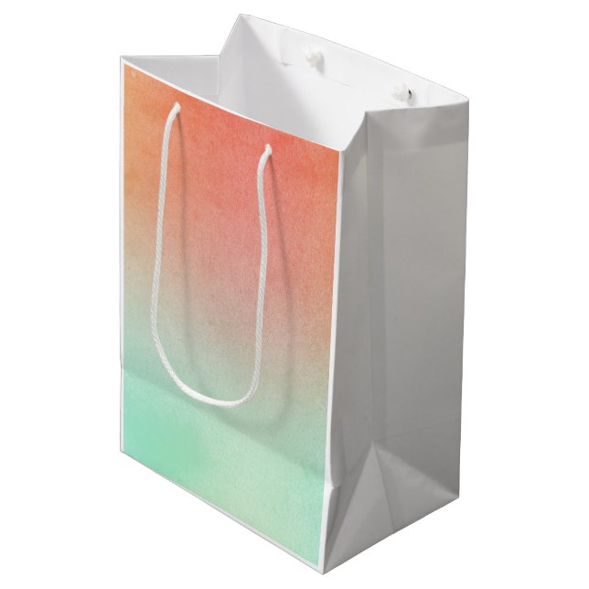 Orange Peach Mint Wedding Medium Gift Bag (Front Angled)