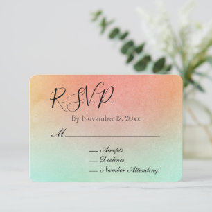 Orange Peach Mint Wedding RSVP Enclosure Card