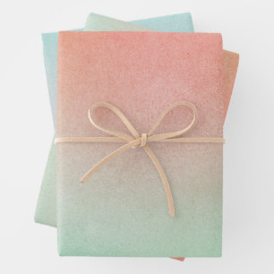Orange Peach Mint Wedding Wrapping Paper Sheet