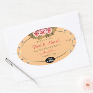 Orange Peach Product Labels Pink Roses Jewels Logo