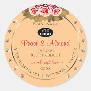 Orange Peach Product Labels Pink Roses Jewels Logo