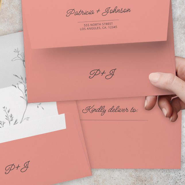 Orange peach simple modern wedding return address envelope (Creator Uploaded)