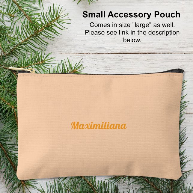 Orange Peach - Solid Small Accessory Pouch (Small Accessory Pouch - Orange Peach - Solid by Leapfroglisics Shop)