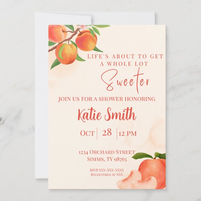 Orange Peach Themed Shower Invitation (Front)