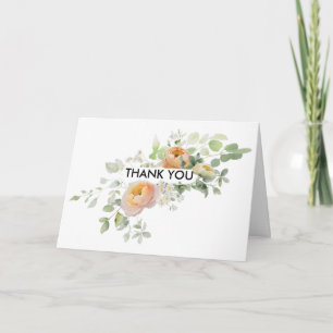 Orange Peach Tulip Folded Thank You Card