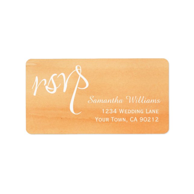 Orange Peach Watercolor Wedding RSVP Labels (Front)