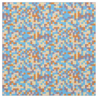 Orange, Peach, Yellow, Blue, Purple Puzzle Pattern Fabric