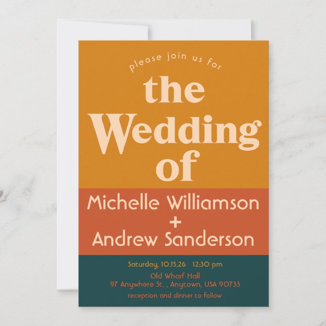 Orange Peacock Modern Retro 5x7 Invitation (Front)