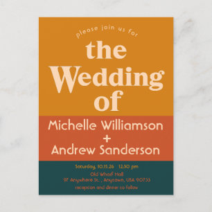 Orange Peacock Modern Retro Invitation Postcard