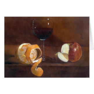 Orange Peel, Apple and a Glass of Red Wine