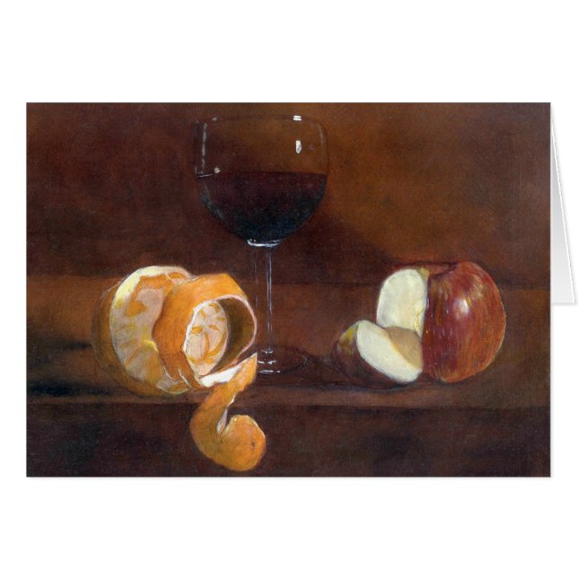 Orange Peel, Apple and a Glass of Red Wine (Front Horizontal)