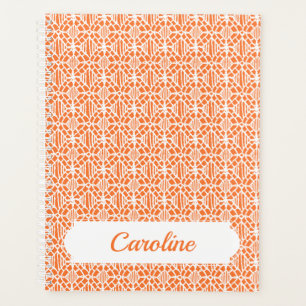 Orange Peel With White Crochet Lace Pattern Planner
