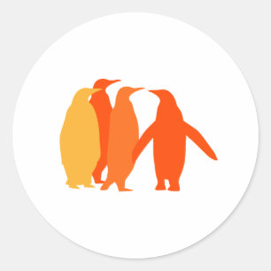 Orange Penguins Classic Round Sticker