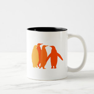Orange Penguins Two-Tone Coffee Mug