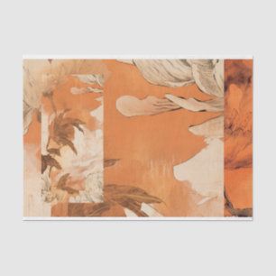 Orange Peonies Decoupage Design Tissue Paper