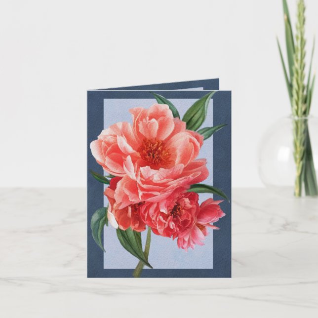 Orange Peonies Greeting Card (Front)
