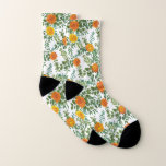 Orange Peony & Rose Floral Wedding Socks<br><div class="desc">Beautiful Orange peony & rose floral wedding invitations with abundant greenery.  Perfect for a floral theme or traditional white wedding in the Spring or Summer.  Customise the colour and text to make this wedding invite your own!</div>