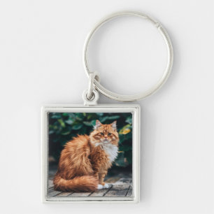 Orange Persian Cat Key Ring