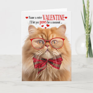 Orange Persian Cat Lover Valentine Feline Humour Holiday Card
