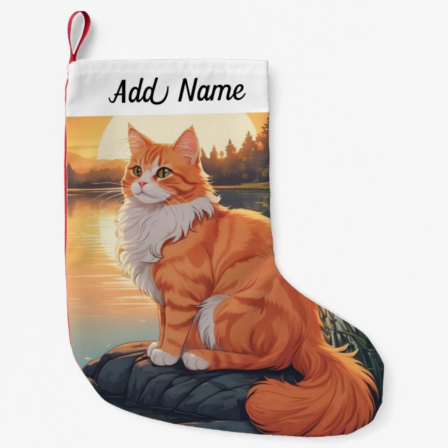 Orange Persian Cat Small Christmas Stocking (Front)