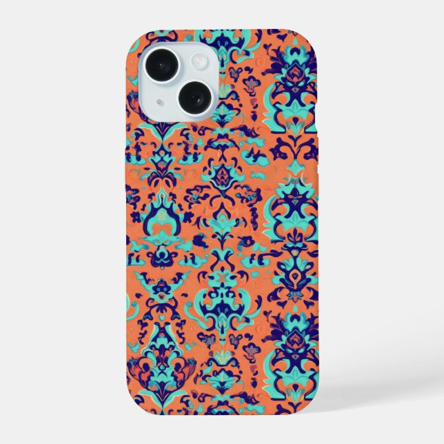 Orange Persian Pattern iPhone 15 Case (Back)