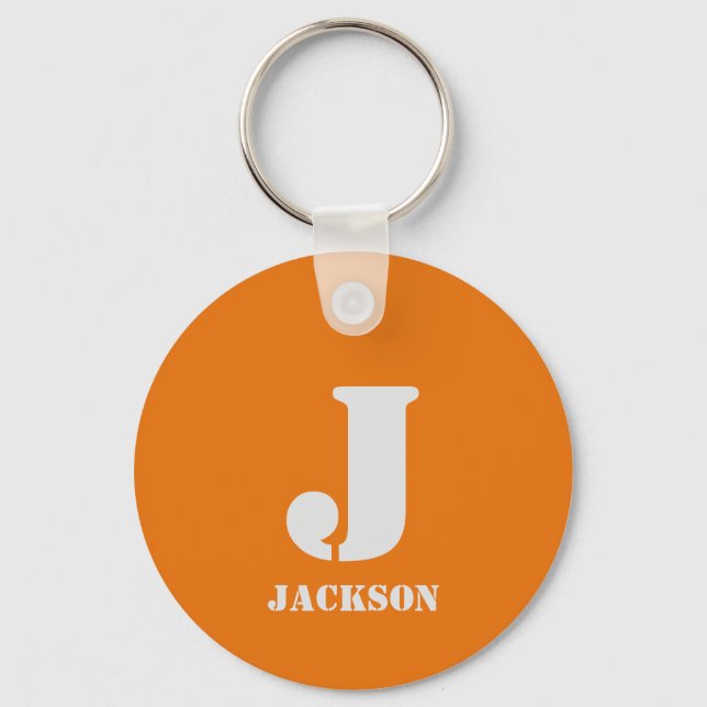 Orange Personal Monogram Keychain (Front)
