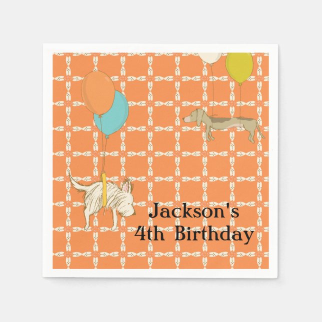 Orange Personalised Children's Party Napkins (Front)